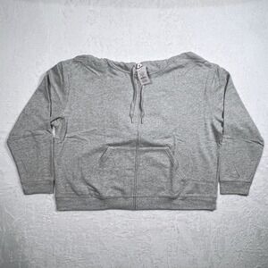 Auden Womens Plus 2X Heather Gray Full Zip Hoodie Sweatshirt Pockets New